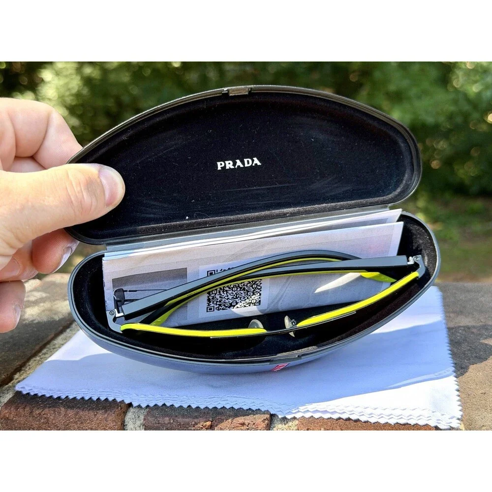 Prada Linea Rossa PS 50YS Sunglasses Matte Black Neon Yellow Aviator 62mm W/ COA
